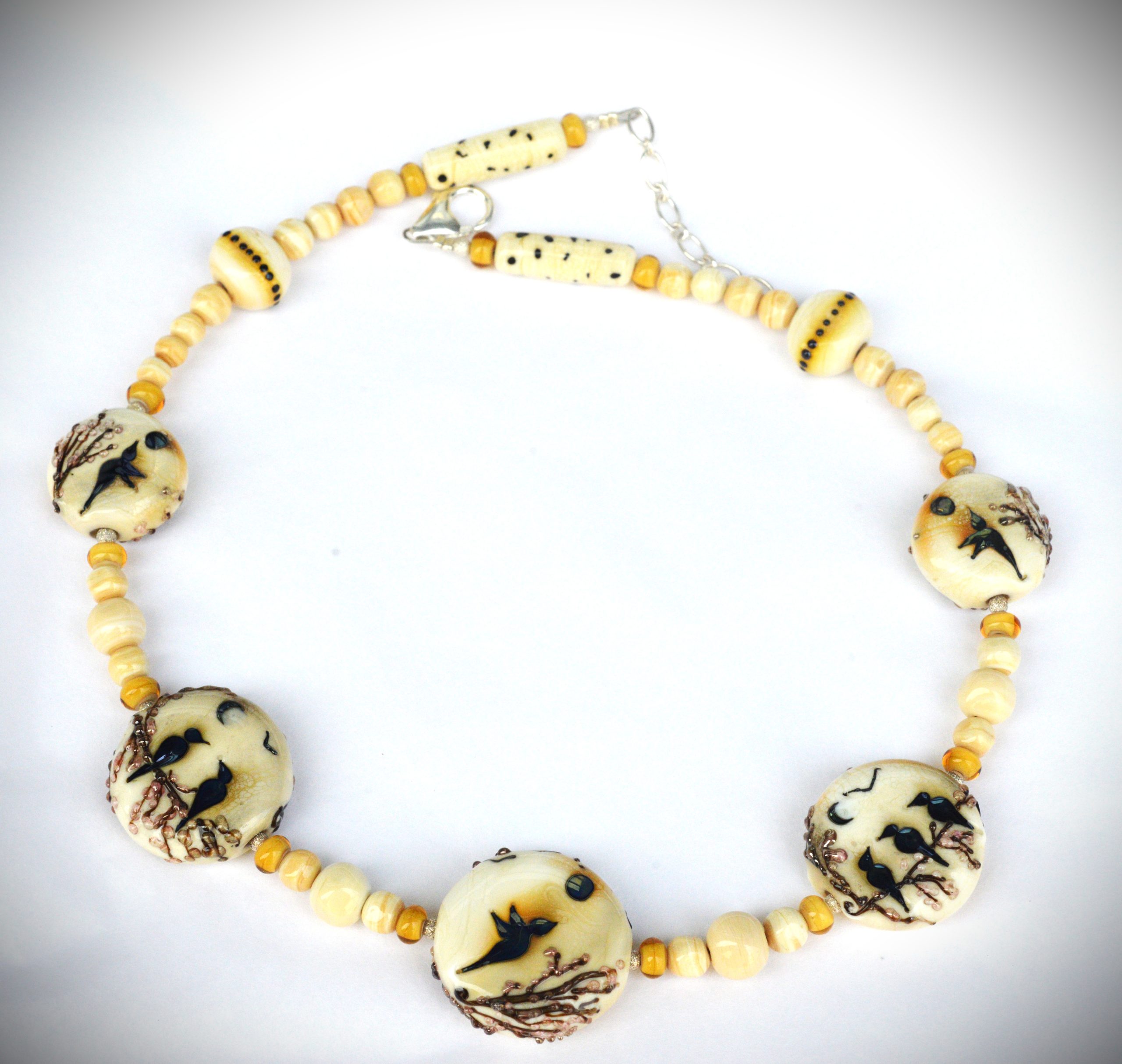 Parure "Oiseaux" irrisés-ivoire – Image 3