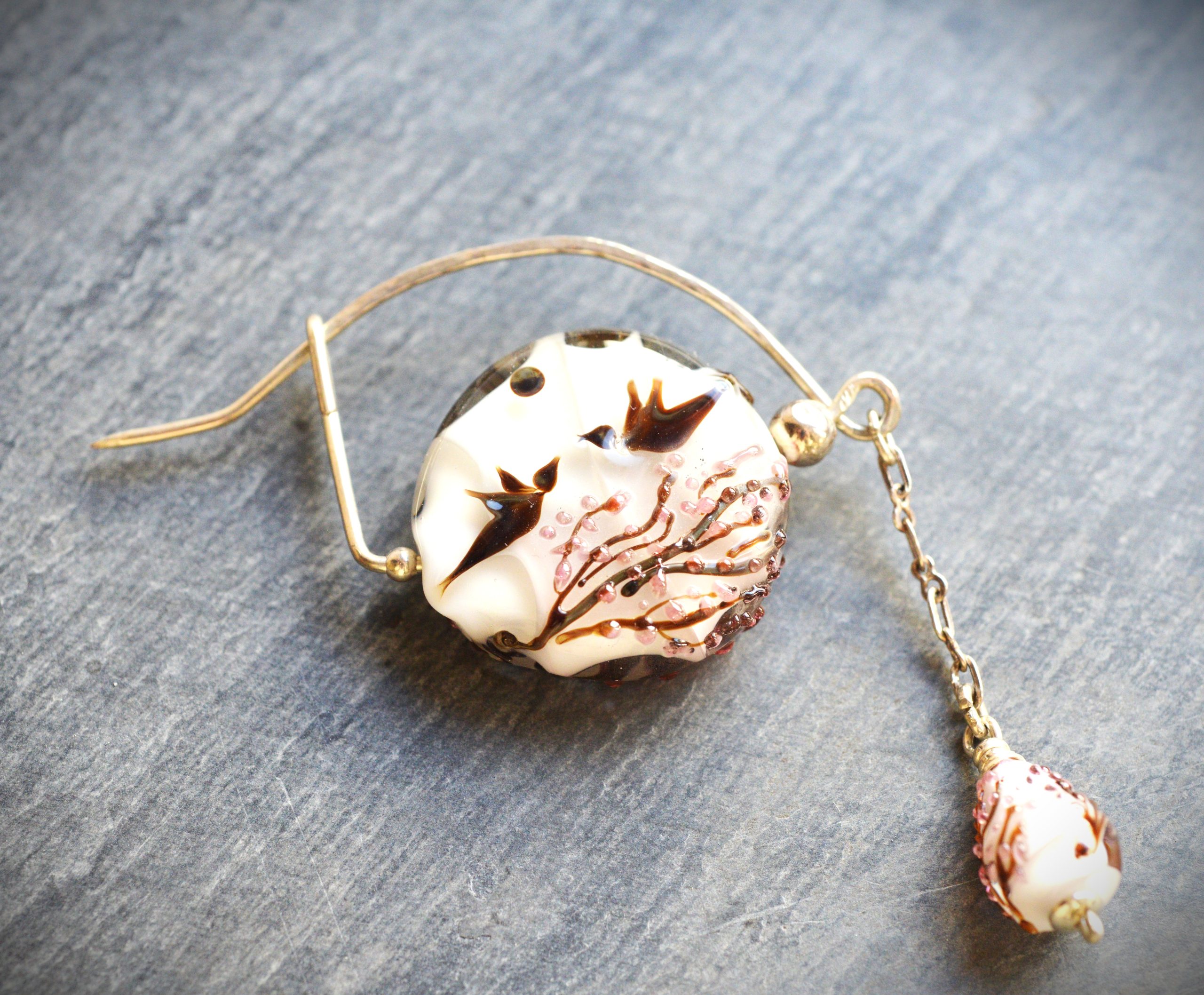 Broche "Oiseaux-Arbre de vie" et pampille – Image 2