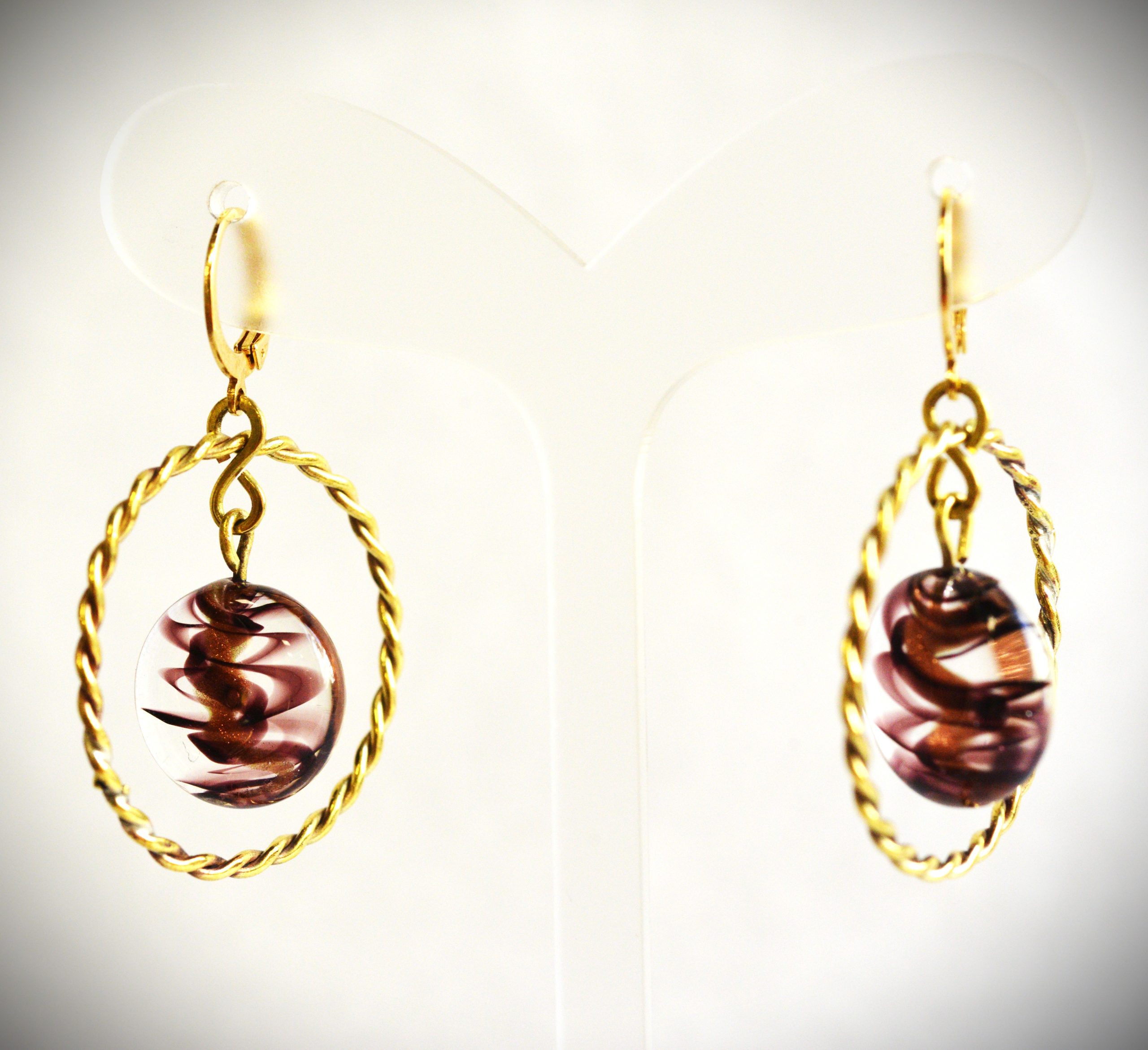 Boucles d'oreilles "Banancelles" spirales noir-doré